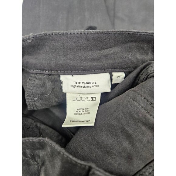 New Joe's The Charlie High Rise Skinny Ankle Jean Womens 25 Black Coated - Picture 6 of 8